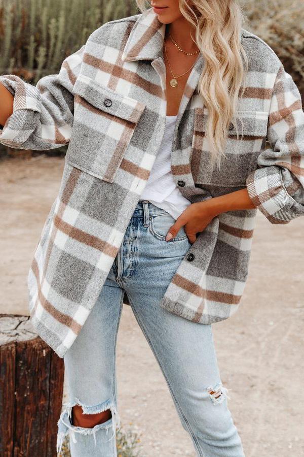 Ladomma™ | Plaid Pocketed Jacket