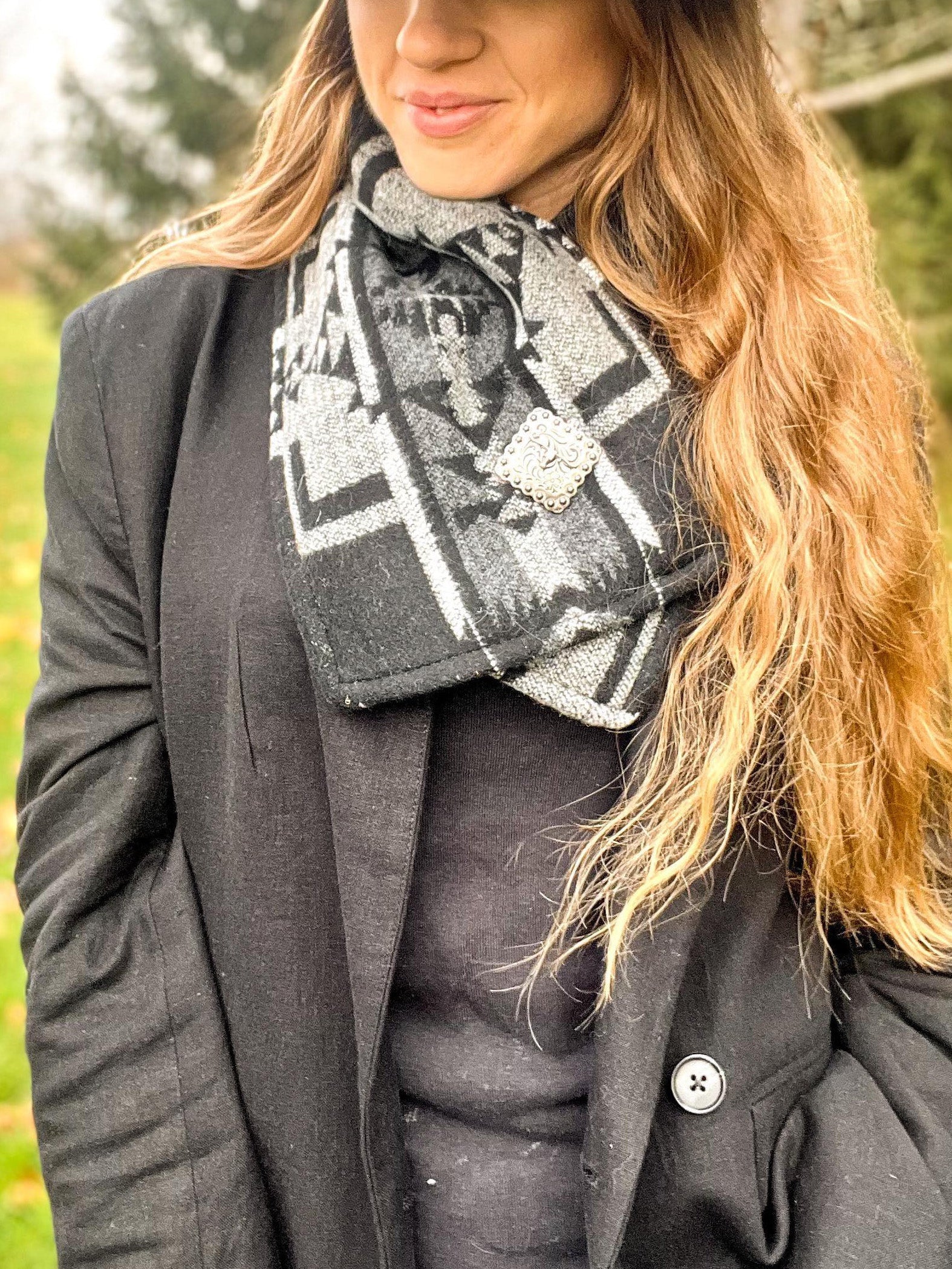 Ladomma™ | Women's Western Cowboy Black Warm Neck Hood