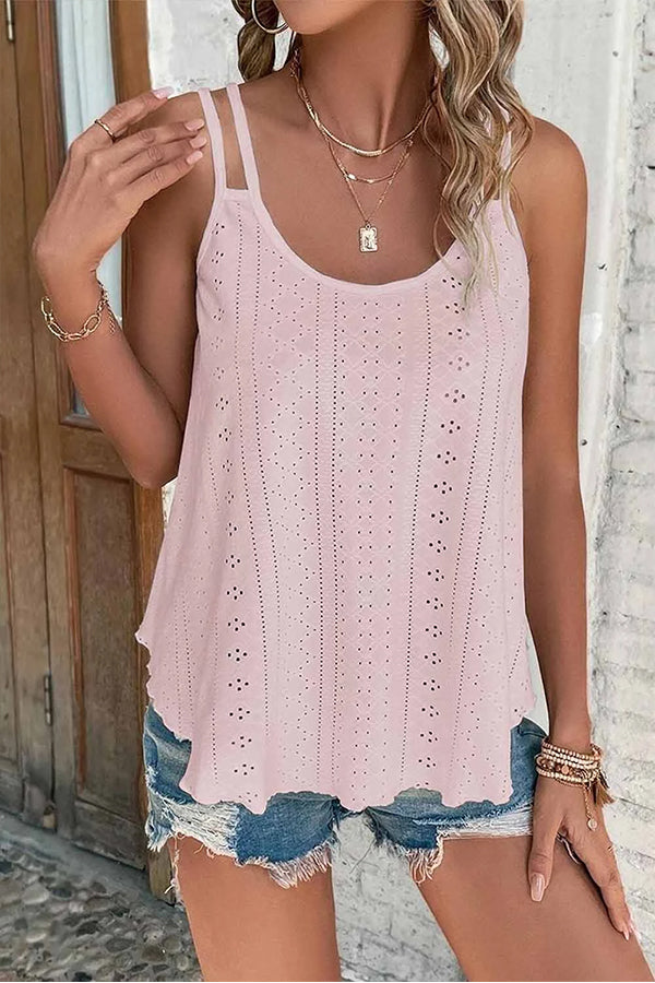 Ladomma™ | Eyelet Spaghetti Strap Tank Top