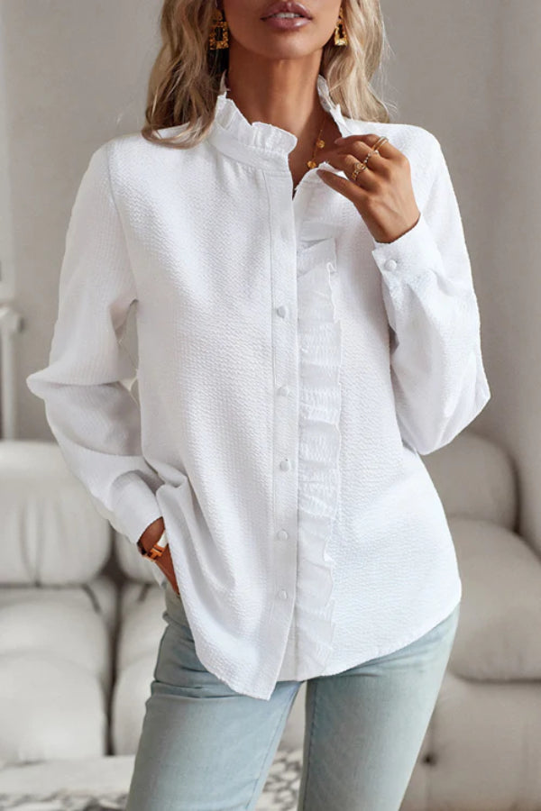 Ladomma™ | MAKE IT LAST RUFFLED LONG SLEEVE TOP
