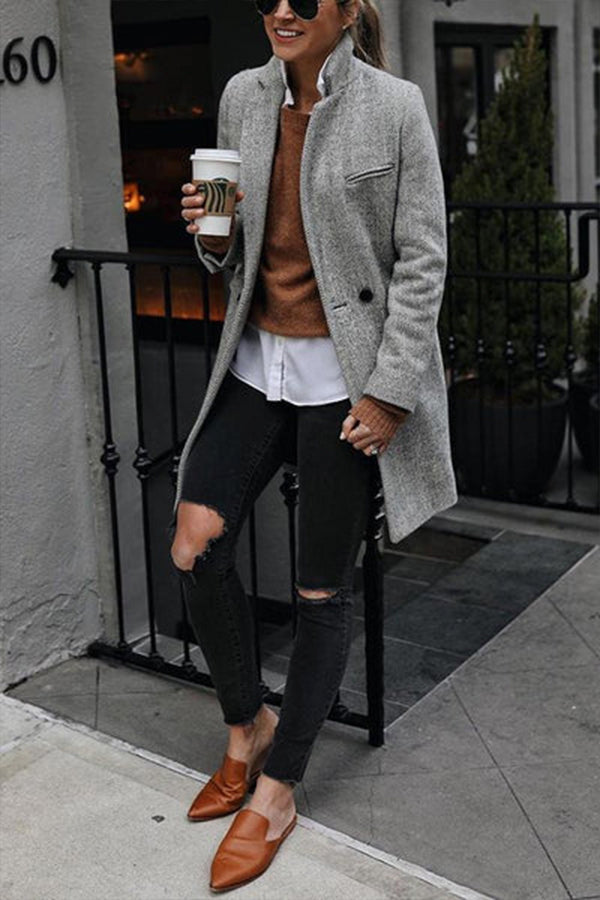 Ladomma™ |  OUTLOOK BUTTON DOWN TEXTURED COAT