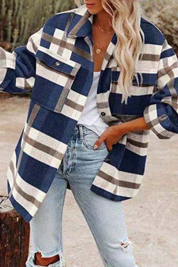Ladomma™ | Plaid Pocketed Jacket