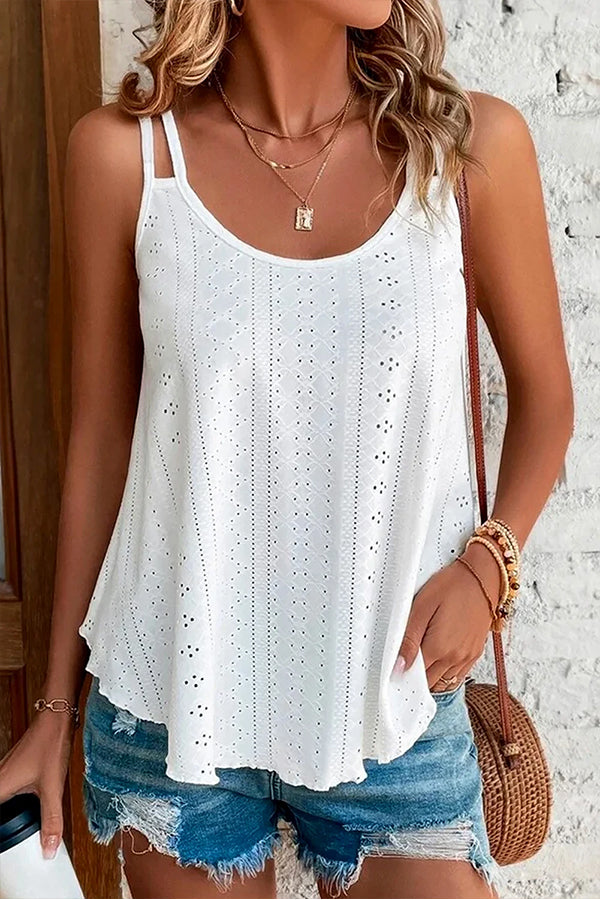 Ladomma™ | Eyelet Spaghetti Strap Tank Top