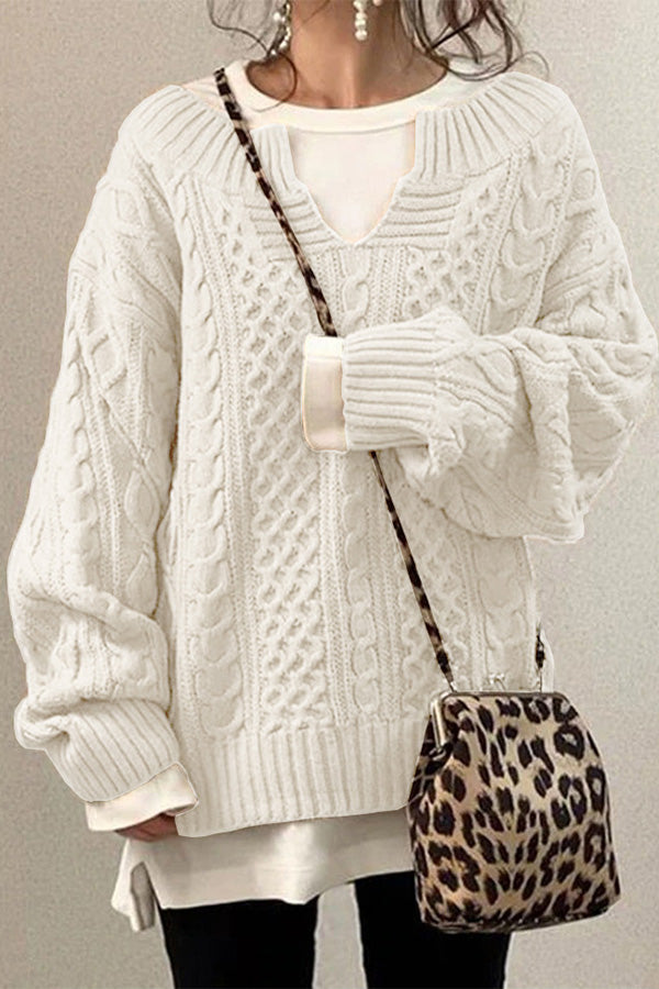 Ladomma™ | Knitted Pattern Casual Knit Sweater