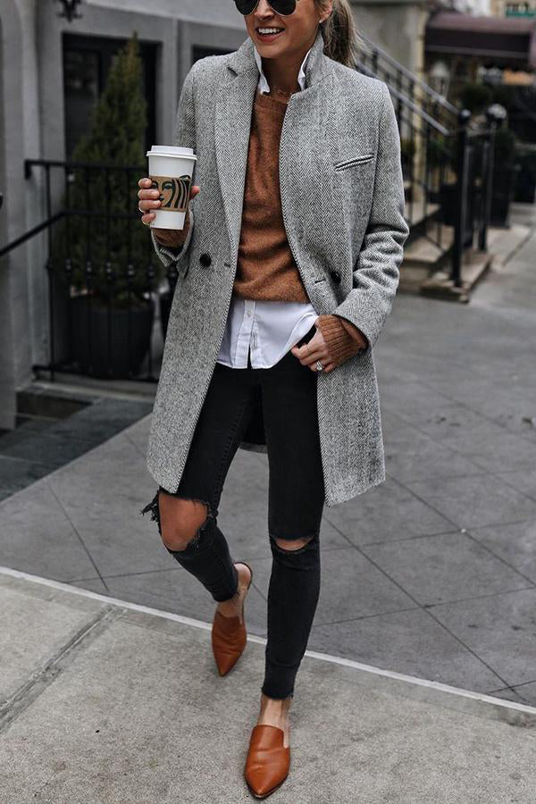 Ladomma™ |  OUTLOOK BUTTON DOWN TEXTURED COAT
