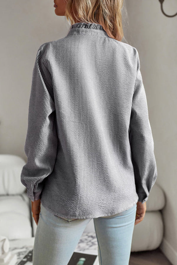 Ladomma™ | MAKE IT LAST RUFFLED LONG SLEEVE TOP