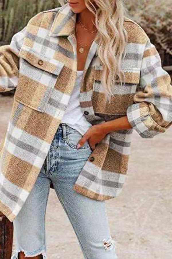 Ladomma™ | Plaid Pocketed Jacket