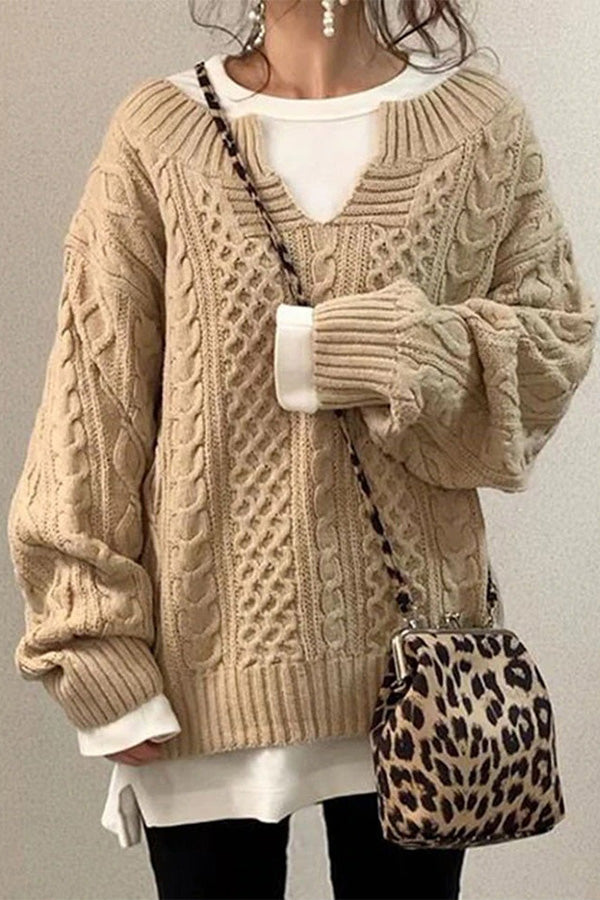 Ladomma™ | Knitted Pattern Casual Knit Sweater