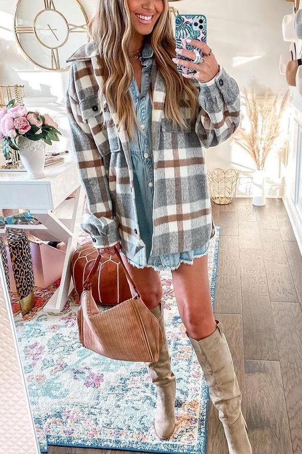 Ladomma™ | Plaid Pocketed Jacket
