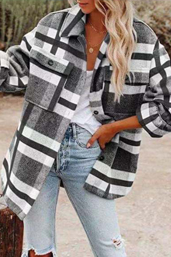 Ladomma™ | Plaid Pocketed Jacket