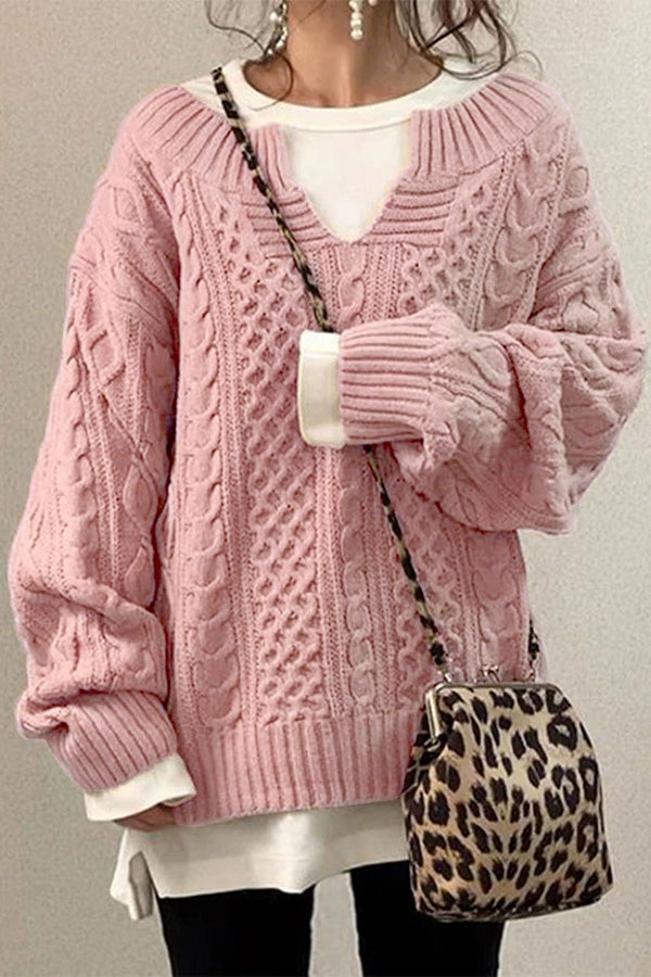 Ladomma™ | Knitted Pattern Casual Knit Sweater