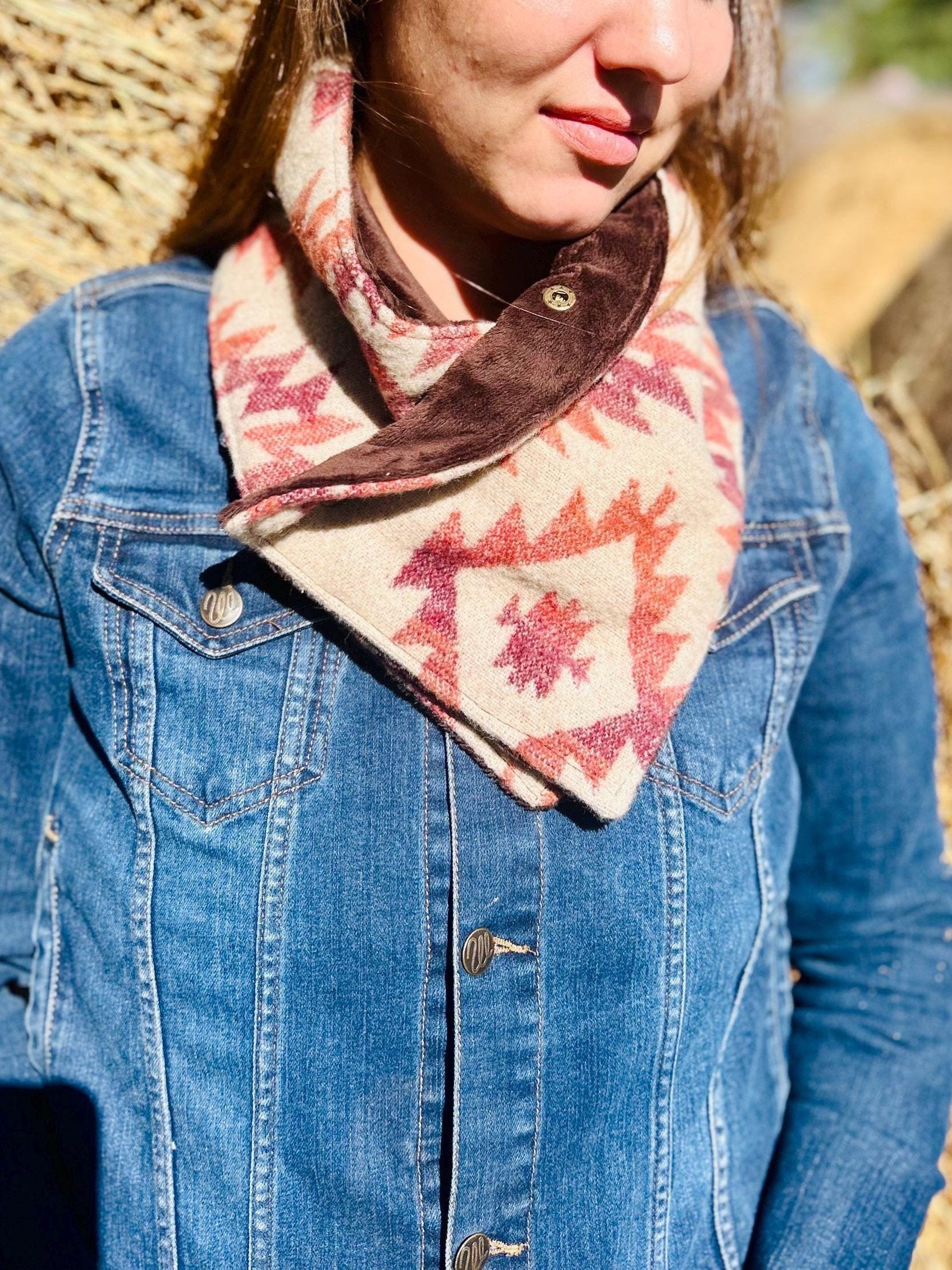 Ladomma™ | Women's Orange Western Aztec Warm Neck Hood